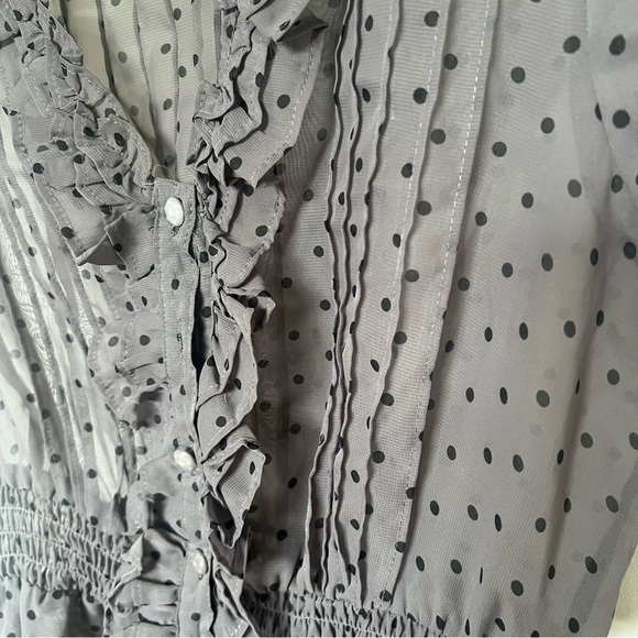 GUESS Sheer Black Polka Dot Top - Picture 5 of 9